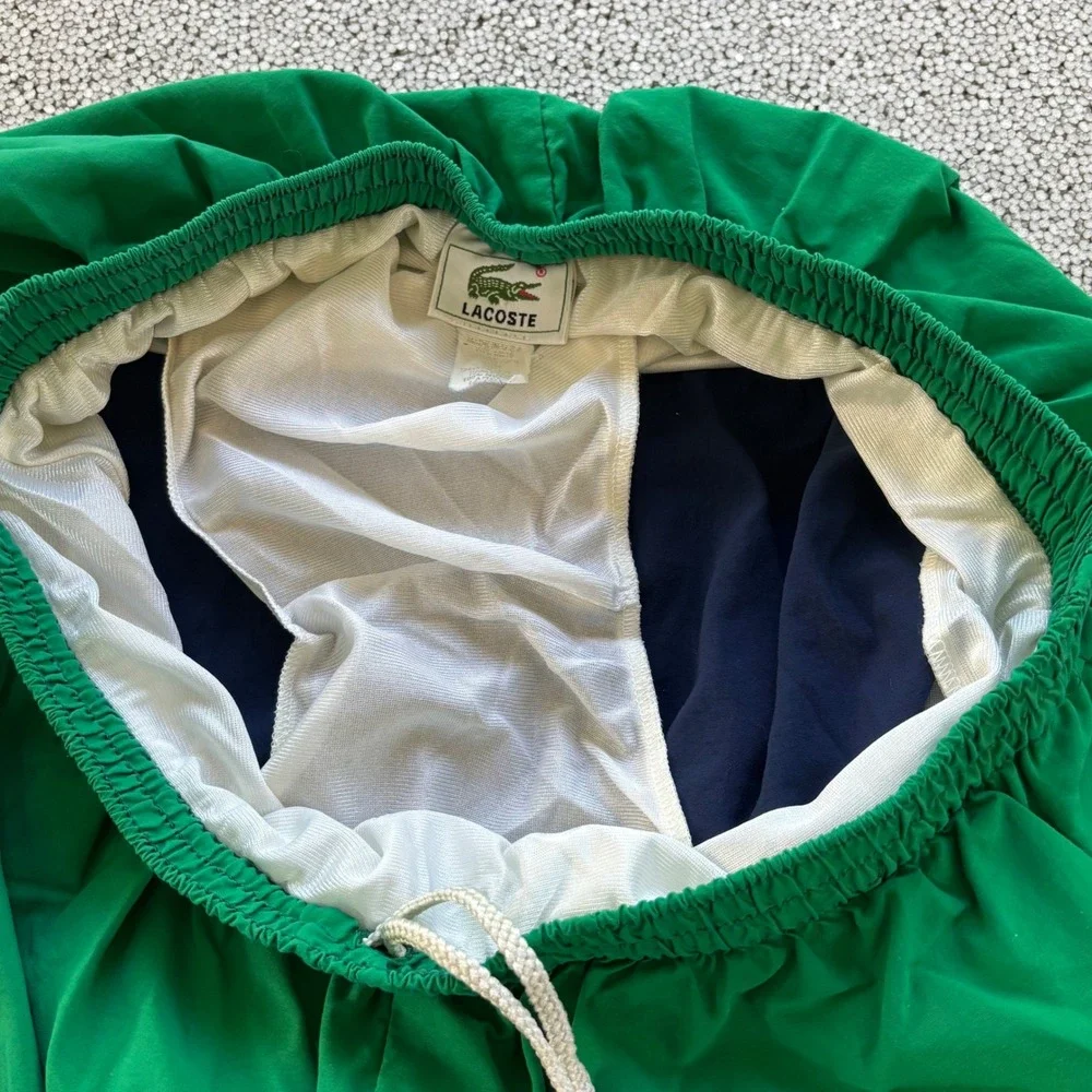 Lacoste Swim Trunks Mens L Green Navy Colorblock USA Vintage Preppy